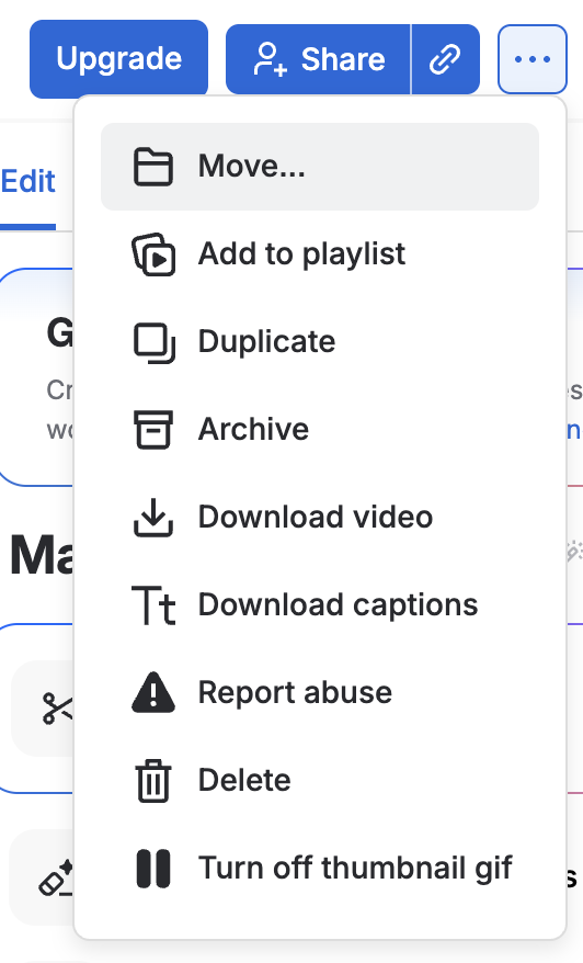 The Loom video menu with its download action